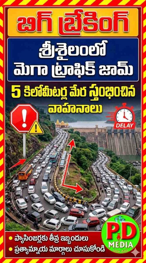 Srishailam ghatroad hugetroficjam : బిగ్ బ్రేకింగ్, శ్రీశైలంలో మెగాట్రాఫిక్ జామ్, 5 కిలోమీటర్ల మేర స్తంభించిన వాహనాలు