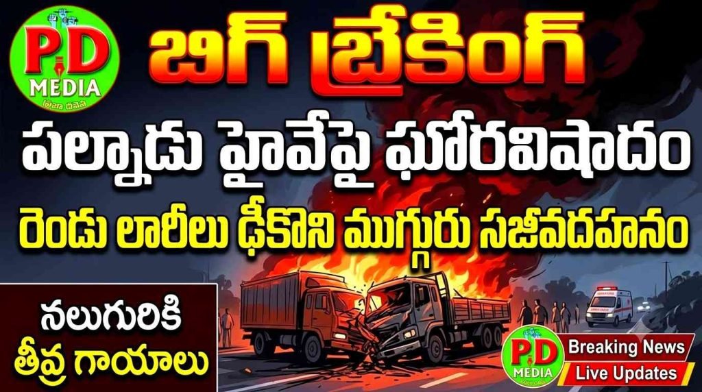 Horrific Road Accident in Palnadu : బిగ్ బ్రేకింగ్, పల్నాడు హైవేపై ఘోరవిషాదం, రెండు లారీలు ఢీకొని ముగ్గురు సజీవదహనం